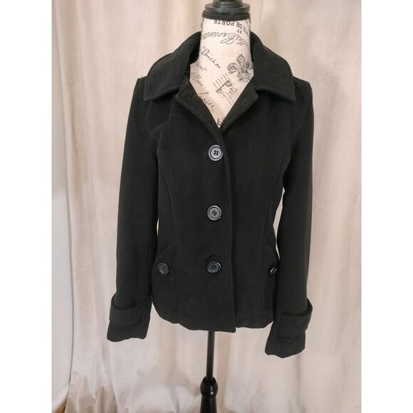 Anthropology Tulle Women's Black Hooded  Button Front Jacket. Size L - Picture 1 of 7